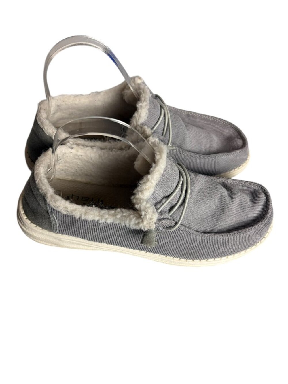 Hey Dude Women's Size 7 Wendy Corduroy Grey Sherpa Lined Slip On Shoes Comfort